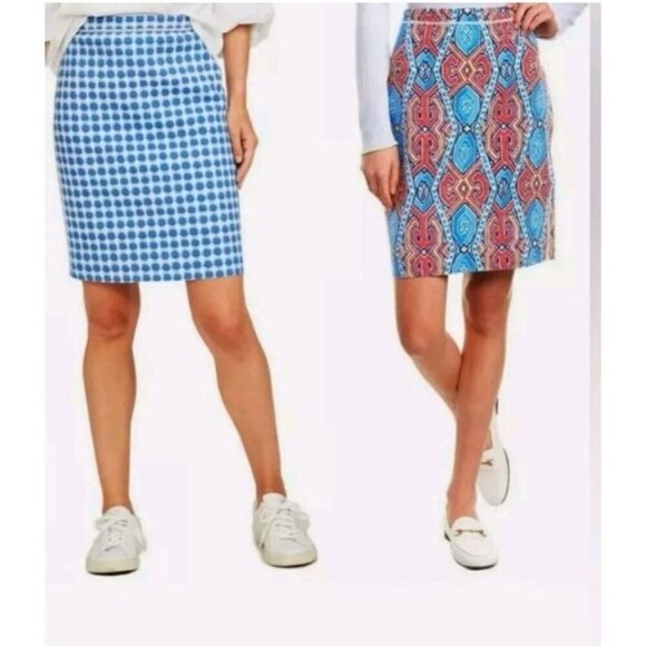 J. McLaughlin Skirt Small Reversible Casavito Halle Ikat Pencil Luxury - Picture 1 of 11